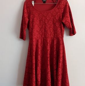 Red Lace Fit and Flare Dress